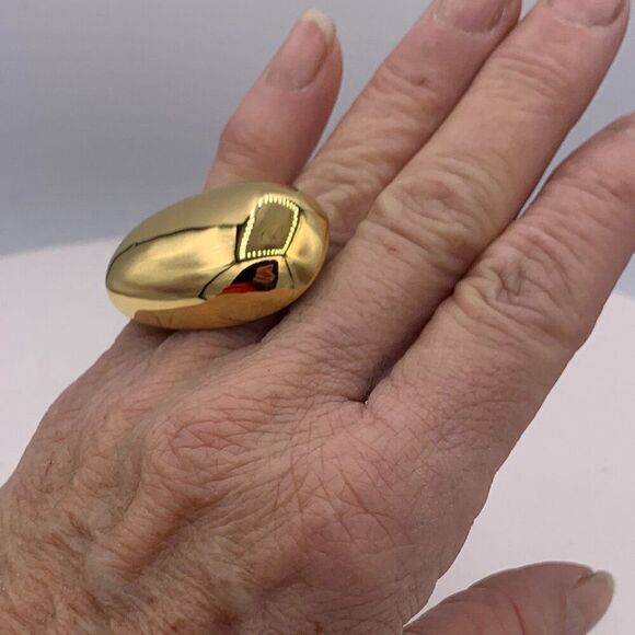 New large scale gold plated stainless steel ring, adjustable size, mirror finish - Picture 3 of 16
